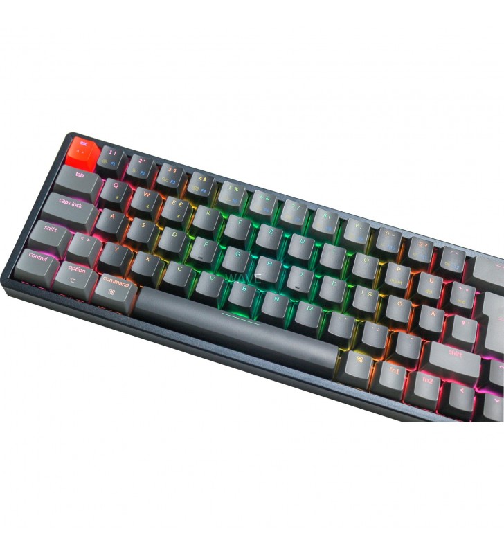 Keychron  K6, tastatură pentru jocuri (negru/gri, aspect DE, roșu Gateron, cadru din aluminiu, RGB)
