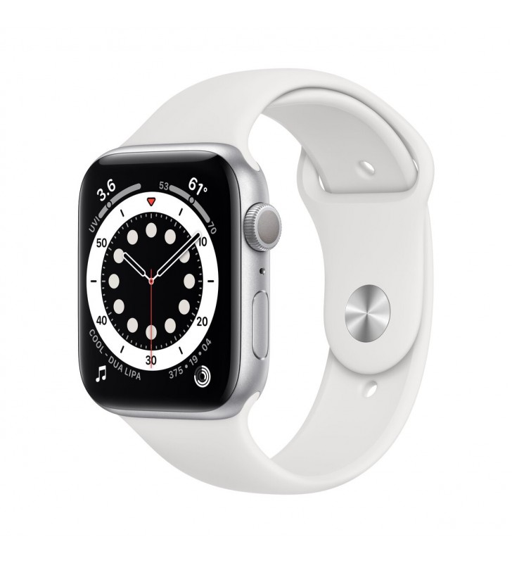Resigilat: Apple Watch 6 GPS, Carcasa 40mm Silver Aluminium Case, White Sport Band