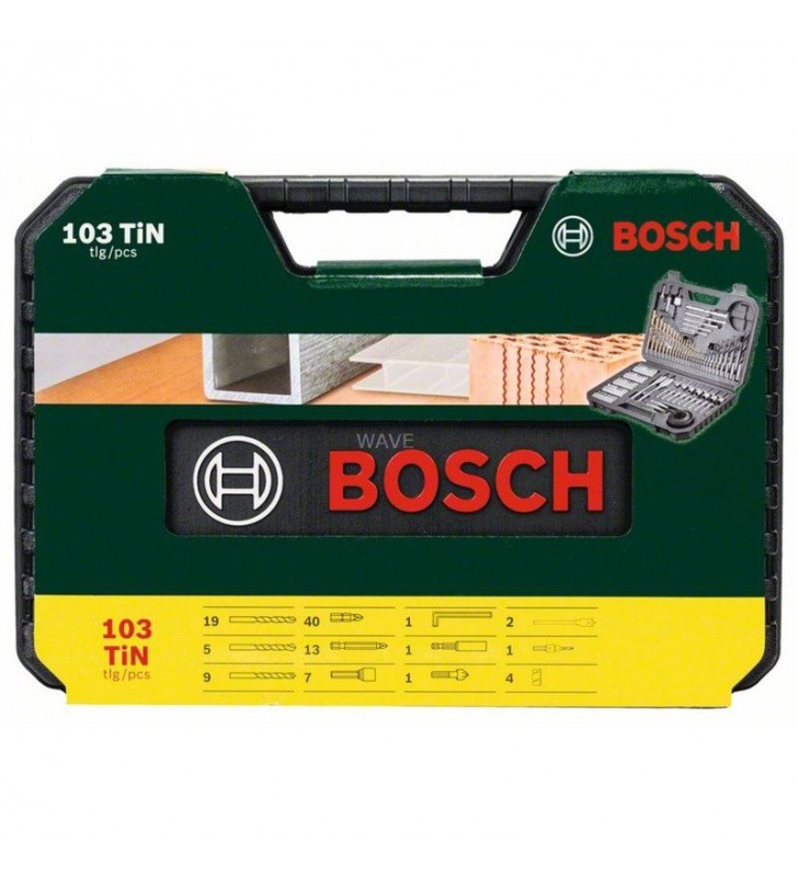 Set de burghie/șurubelnițe Bosch V-Line, 103 bucăți, set de burghie și burghie (verde)
