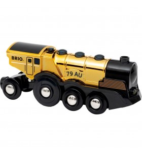 Locomotiva baterie BRIO  Golden cu lumina si sunet, cale ferata