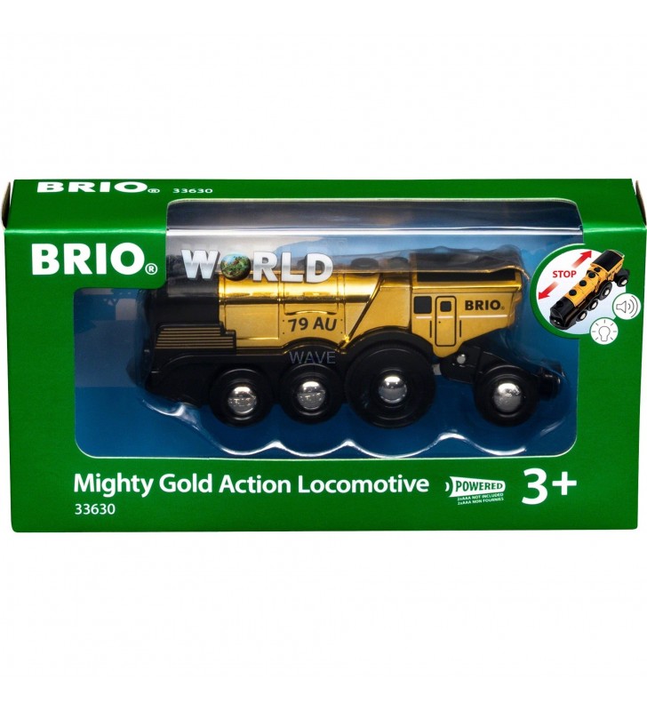 Locomotiva baterie BRIO  Golden cu lumina si sunet, cale ferata