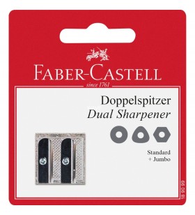 Card blister pentru ascuțitor dublu metalic Faber-Castell (argint)