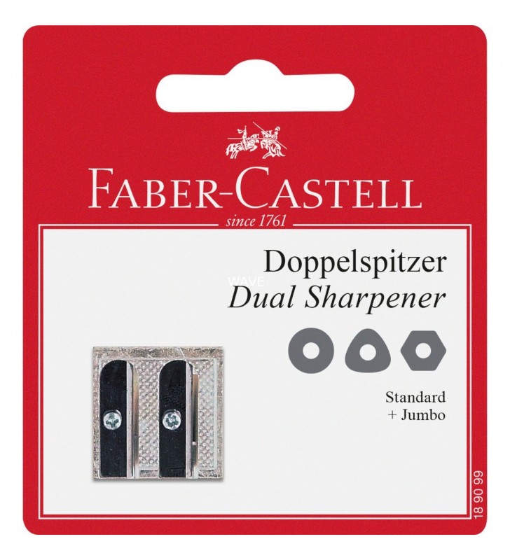 Card blister pentru ascuțitor dublu metalic Faber-Castell (argint)