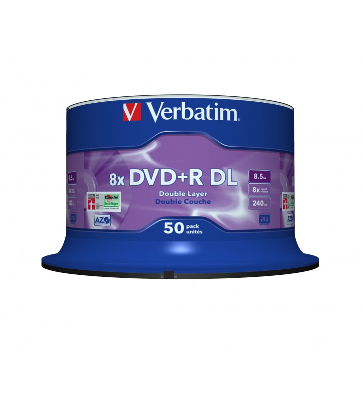 Verbatim DVD+R Double Layer 8x Matt Silver 50pk Spindle 8,5 Giga Bites DVD+R DL 50 buc.
