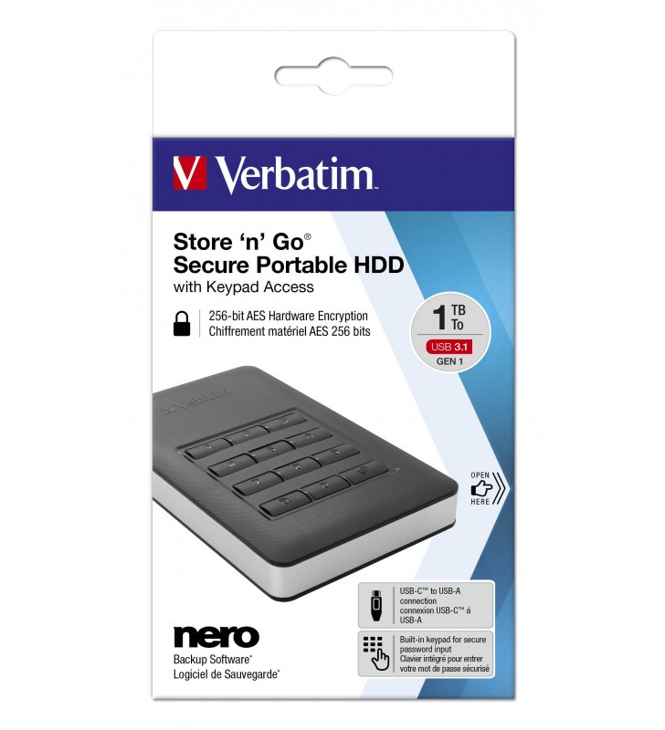 Verbatim Store'n'Go hard-disk-uri externe 2000 Giga Bites Negru, Argint