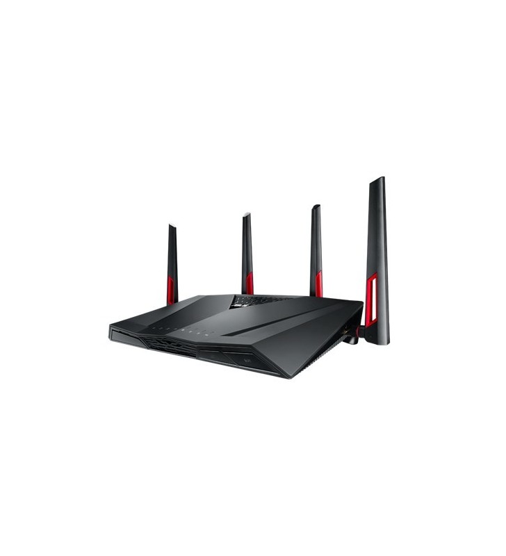 ASUS RT-AC88U router wireless Bandă dublă (2.4 GHz/ 5 GHz) Gigabit Ethernet 3G 4G Negru, Roşu