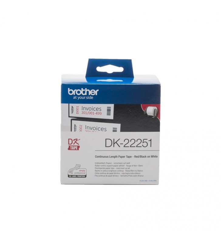 Brother DK-22251 benzi pentru etichete Negru și roșu pe alb