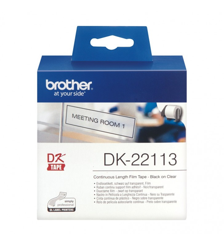Brother DK-22113 benzi pentru etichete Negru pe transparente