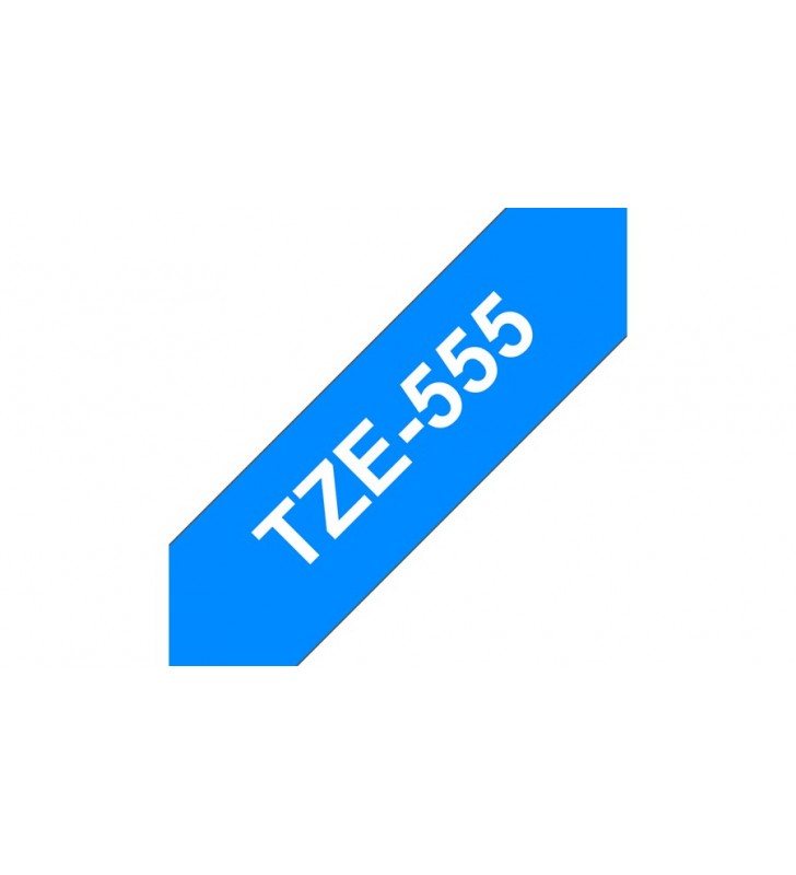 TZE-555 LAMINATED TAPE 24MM/8M WHITE ON BLUE