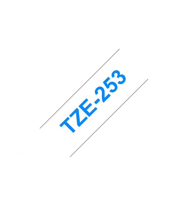 TZE-253 LAMINATED TAPE 24MM 8M/BLUE ON WHITE