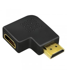 LOGILINK ADAPTOR video, HDMI (T) la HDMI (M), conectori auriti, in unghi de 90 grade, rezolutie maxima 4K UHD (3840 x 2160)