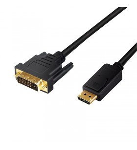 CABLU video LOGILINK, adaptor DisplayPort (T) la DVI-D DL (T), 3m, conectori auriti, rezolutie maxima Full HD (1920 x 1080) la 6