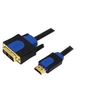 CABLU video LOGILINK, adaptor HDMI (T) la DVI-D SL (T), 1m, conectori auriti, Full HD+ (1920 x 1200) la 60 Hz, negru, "CHB3101\