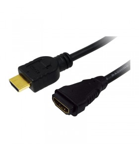 CABLU video LOGILINK, adaptor HDMI (T) la HDMI (M), 1m, conectori auriti, rezolutie maxima 4K DCI (4096 x 2160) la 60 Hz, negru,