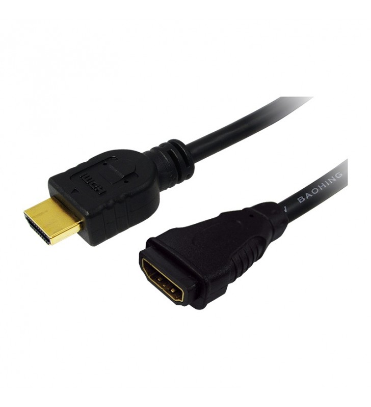 CABLU video LOGILINK, adaptor HDMI (T) la HDMI (M), 5m, conectori auriti, rezolutie maxima 4K DCI (4096 x 2160) la 60 Hz, negru,