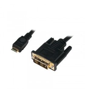 CABLU video LOGILINK, adaptor Mini-HDMI (Type C)(T) la DVI-D SL (T), 1m, conectori auriti, negru, "CHM002"