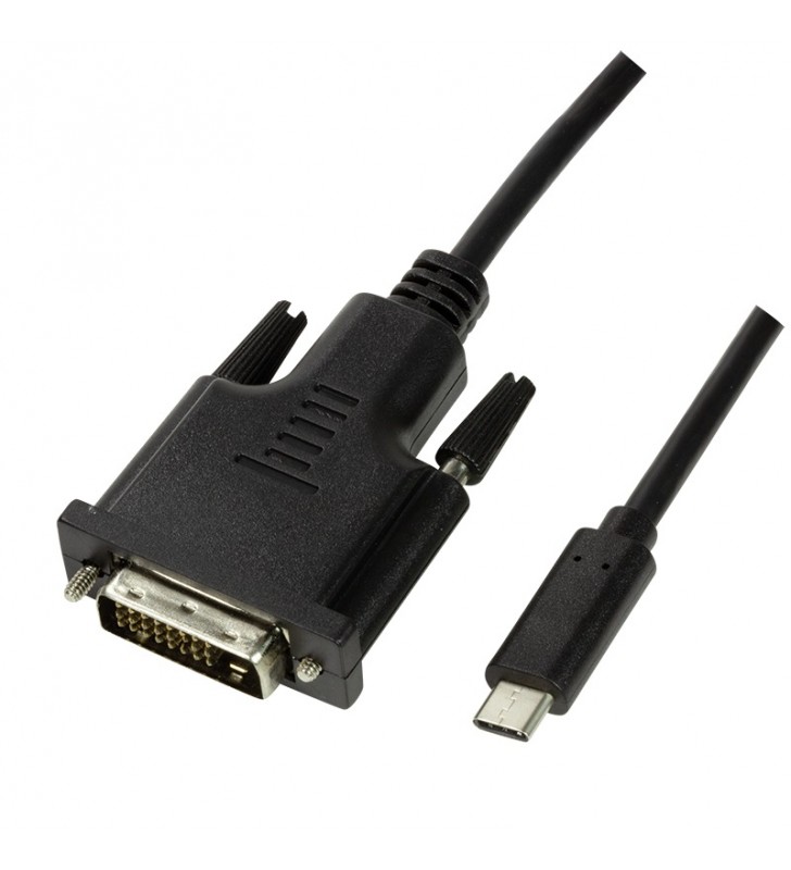 CABLU video LOGILINK, adaptor USB 3.1 Type-C (T) la DVI-D DL (T), 1.8m, rezolutie maxima Full HD (1920 x 1080) la 60 Hz, negru,