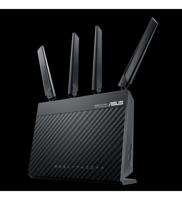ASUS 4G-AC68U router wireless Bandă dublă (2.4 GHz  5 GHz) Gigabit Ethernet 3G Negru