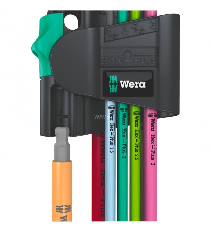 Wera  950/7 Hex-Plus Magnet multicolor 1 set chei L, 7 piese, șurubelniță (cu clema de fixare)