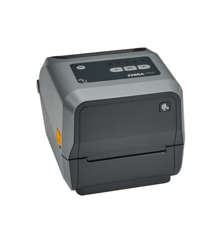 Thermal Transfer Printer (74/300M) ZD621; 300 dpi, USB, USB Host, Ethernet, Serial, BTLE5, Cutter, EU and UK Cords, Swiss Font, EZPL