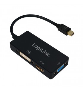 CABLU video LOGILINK, splitter Mini-DisplayPort (T) la HDMI (M) + DVI-I DL (M) + VGA (M), 10cm, rezolutie maxima 4K UHD (3840 x