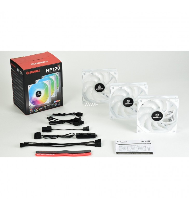 Enermax  HF120 ARGB alb pachet de 3 120x120x25, ventilator carcasa (alb, pachet de 3, inclusiv controler)