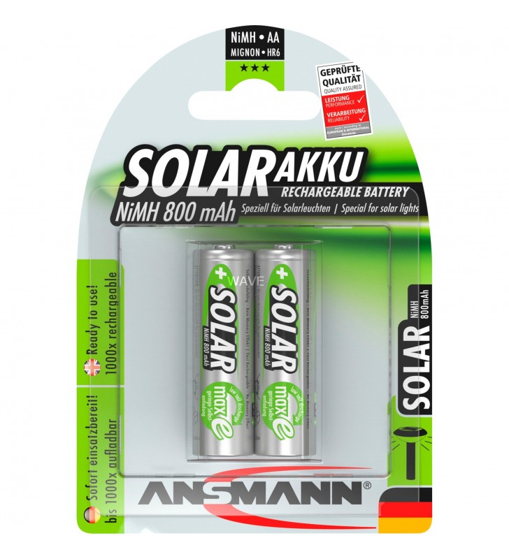 Ansmann  800mAh solar, baterie (argintiu, 2x AA (mignon))