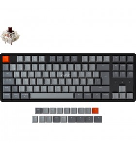 Keychron  K8, tastatură pentru jocuri (negru/gri, aspect DE, Gateron Brown, cadru din aluminiu, RGB)