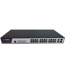 Switch 24 Porturi POE Hikvision DS-3E2326P, L2, Full Managed, 24 X 10/100 Mbps PoE Ports And 2 X 10/100/1000 Mbps Combo Uplink P