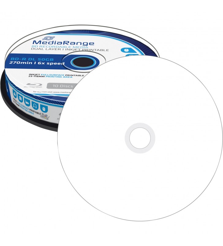 MediaRange  BD-R 50 GB, Blu-ray blank (6x, 10 bucăți, imprimabil)