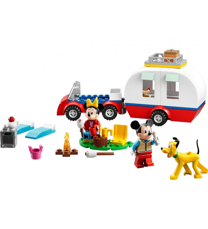LEGO  10777 Disney Mickey și prietenii - Jucărie de construcție excursia în camping a lui Mickey și Minnie (Autocaravană cu figurine Pluto, Minnie și Mickey Mouse)