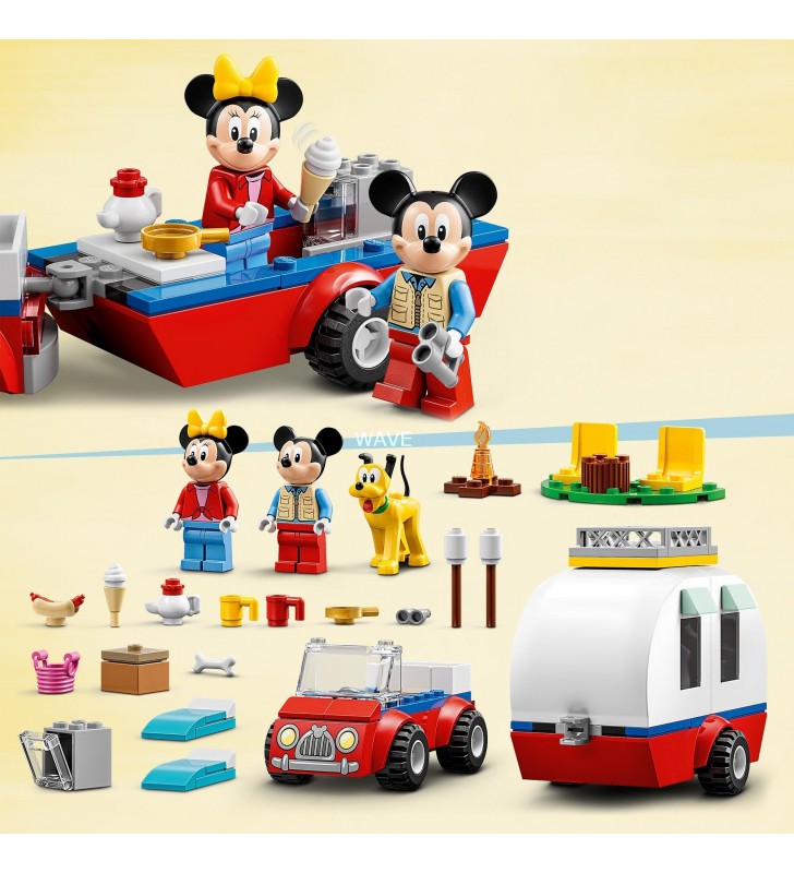LEGO  10777 Disney Mickey și prietenii - Jucărie de construcție excursia în camping a lui Mickey și Minnie (Autocaravană cu figurine Pluto, Minnie și Mickey Mouse)