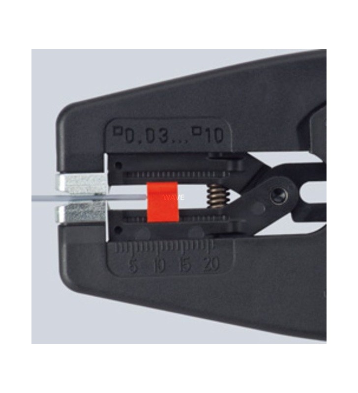 Clești de decupat automat KNIPEX  „MultiStrip 10” 12 42 195 (negru/roșu, tăietor de sârmă integrat)