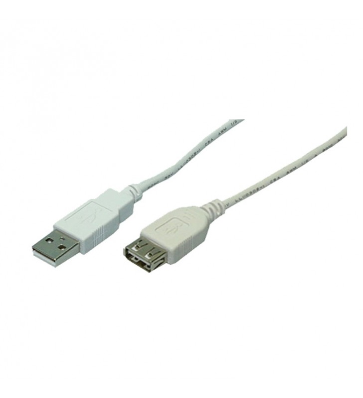 USB Cable, USB 2.0, male/female, grey, 3,00m