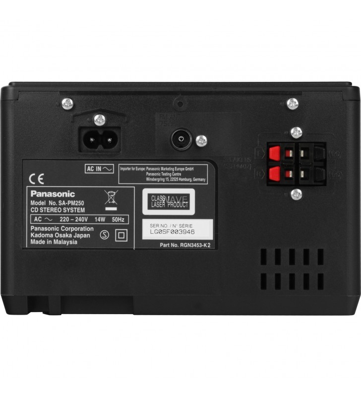 Panasonic  SC-PM250EG-K, sistem compact (negru, Bluetooth, CD, MP3)