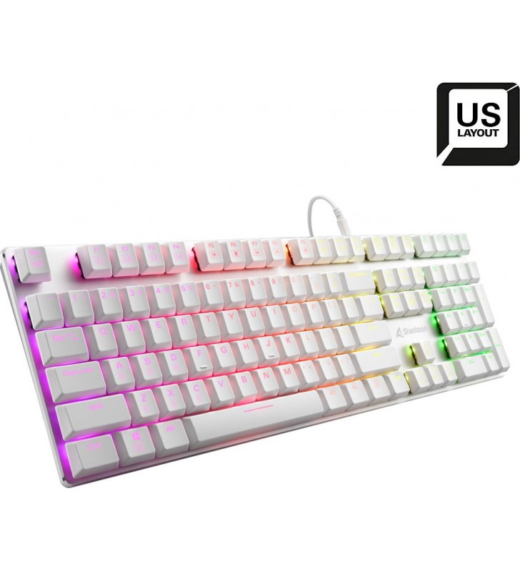 Sharkoon PureWriter RGB white, Kailh Choc LOW PROFILE RED, USB, US