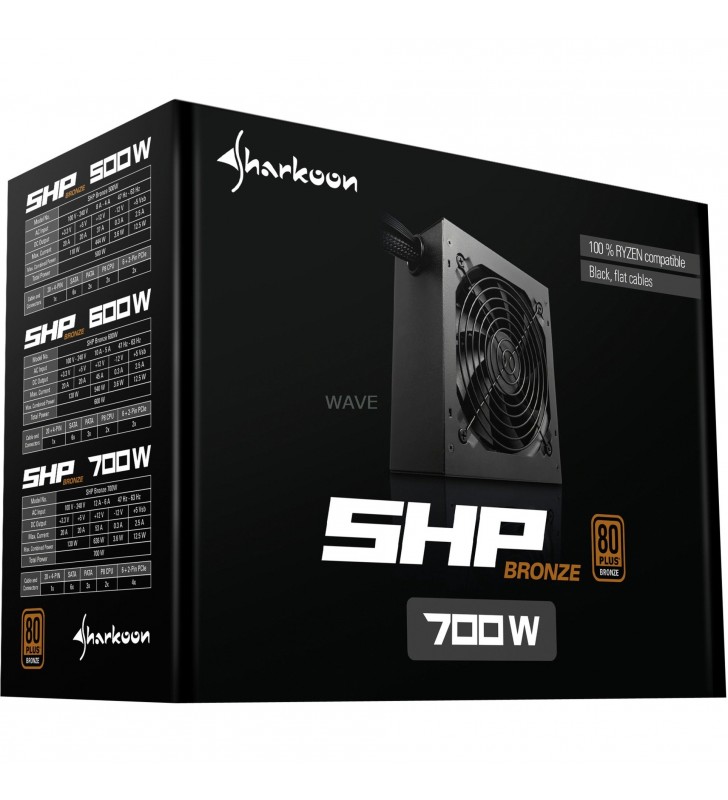 Sharkoon  SHP Bronze 700W, alimentare PC (negru, 4x PCIe, 700 wați)