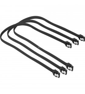 Set cablu Sharkoon  Sata III cu manșon, 3 buc (negru, 30 cm)