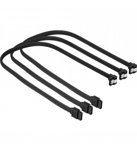 Set cablu Sharkoon  Sata III unghi 90°, 3 buc (negru, 30 cm)