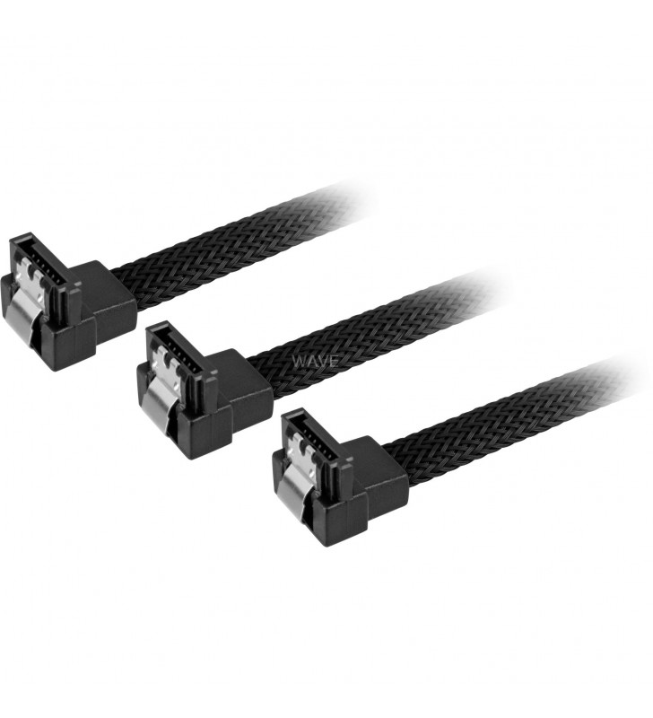 Set cablu Sharkoon  Sata III unghi 90°, 3 buc (negru, 30 cm)