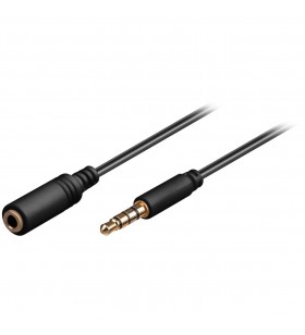 Cablu prelungitor pentru căști și audio goobay  AUX - 3,5 mm 4 pini subțire (negru, 1 metru)