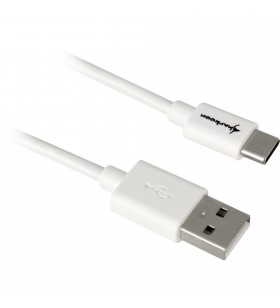 Cablu Sharkoon  USB-A 2.0 (male) - USB-C (male) (alb, 1 metru)