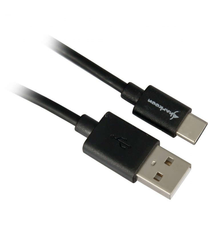 Cablu Sharkoon  USB-A 2.0 (male) - USB-C (male) (negru, 1 metru)