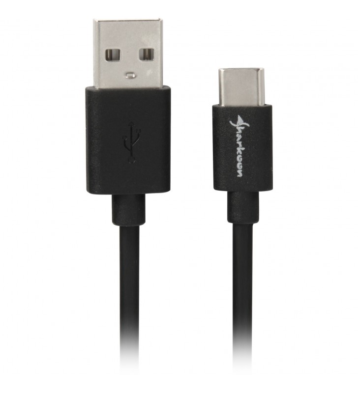 Cablu Sharkoon  USB-A 2.0 (male) - USB-C (male) (negru, 1 metru)