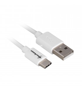 Cablu Sharkoon  USB-A 2.0 (male) - USB-C (male) (alb, 50 cm)