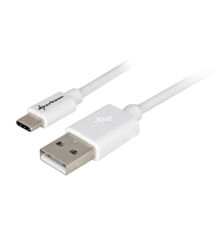 Cablu Sharkoon  USB-A 2.0 (male) - USB-C (male) (alb, 50 cm)