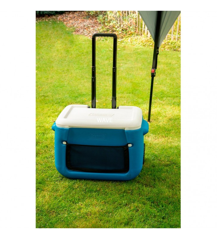 Cooler cu plasă cu roți Coleman  50QT Poly-lite (albastru alb)