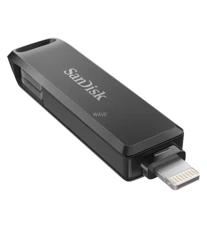 Stick USB SanDisk  iXpand Luxe de 64 GB (negru, USB-C 3.2 Gen 1, conector Apple Lightning)