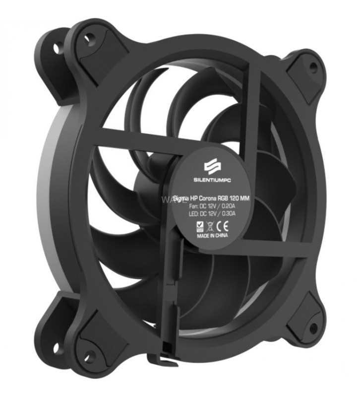 Kit SilentiumPC  Corona HP RGB (3x120 MM), ventilator carcasă (negru, pachet de 3, inclusiv controler Nano RGB)