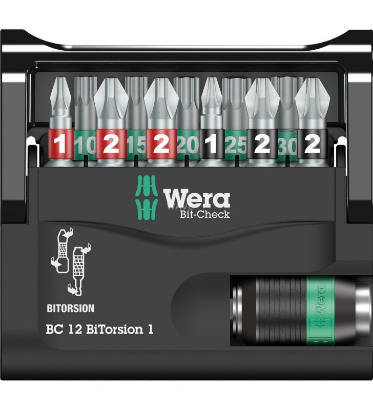 Set de biți Wera  Bit-Check 12 BiTorsion 1 (inclusiv suport din plastic, poate fi configurat)
